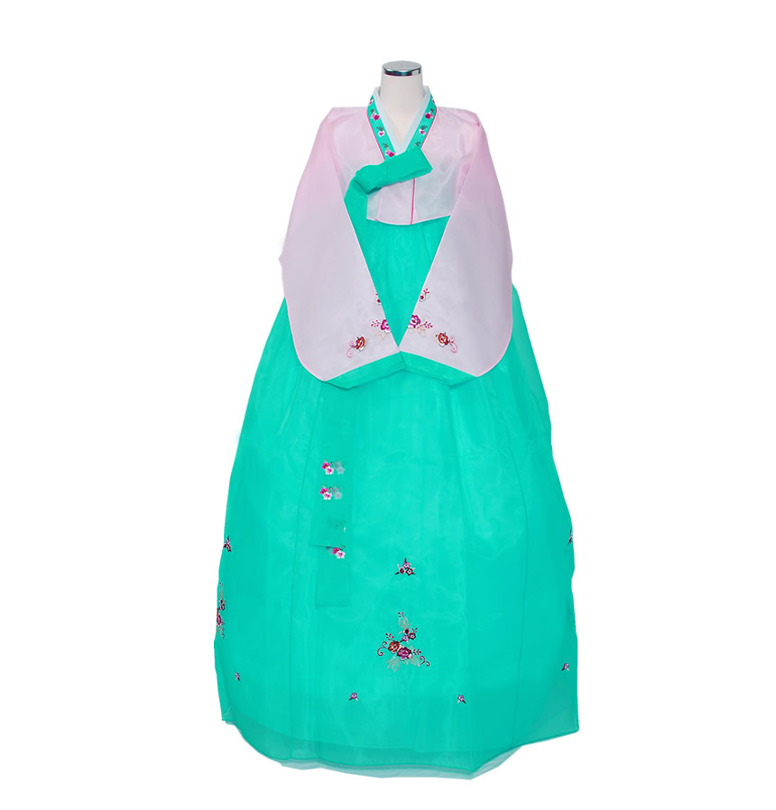 チマチョゴリ（韓国民族衣装）5002-9（ピンク×グリーン）Mサイズ-Sotoico（ソトイコ）